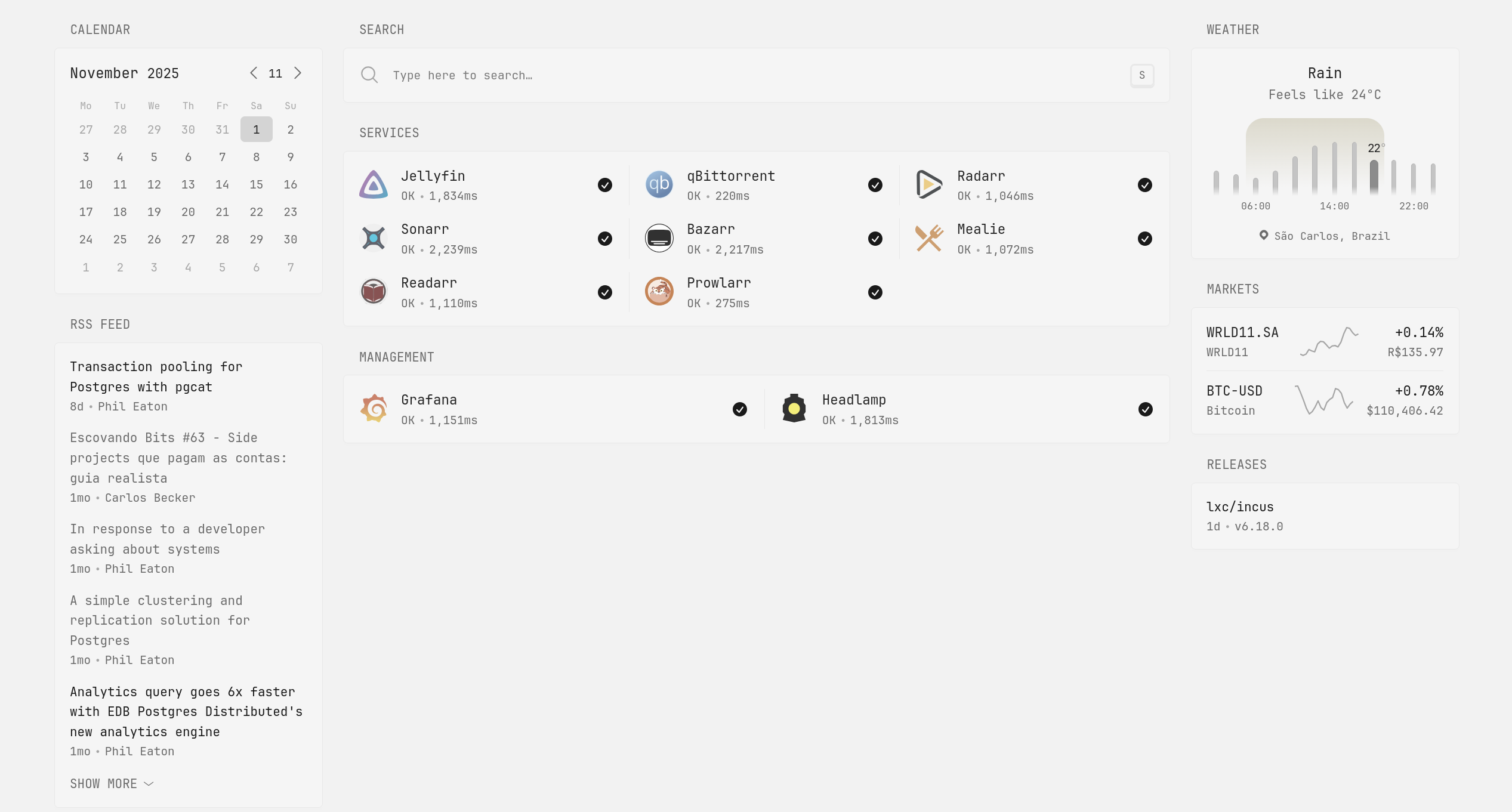 Glance homepage for my homelab